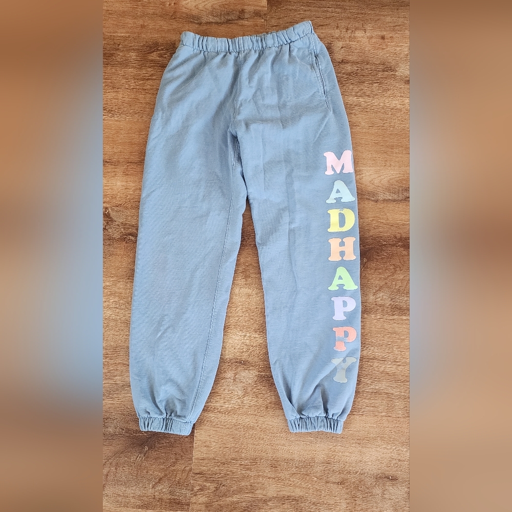 Blue Joggers with Colorful Lettering